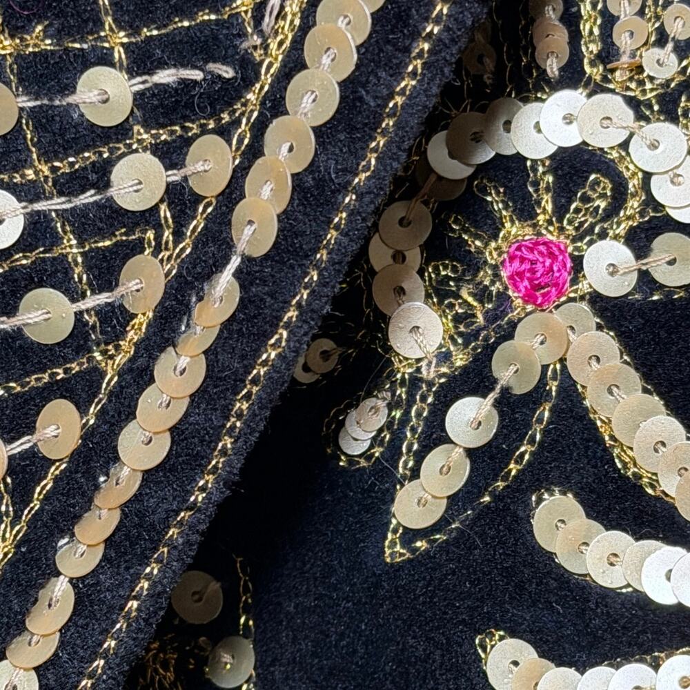 Sandy Starkman Vintage Embroidered Velvet Long Coat Size L - Picture 11 of 14
